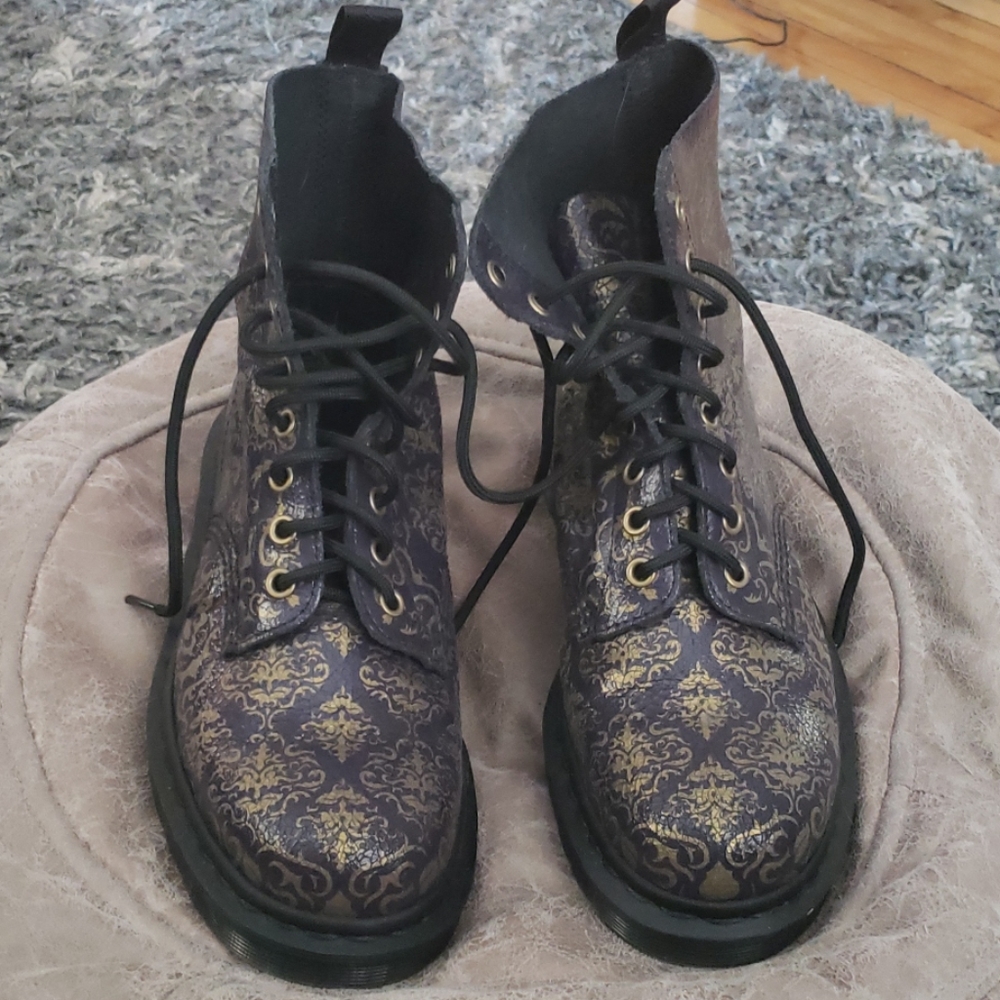 Purple and gold brocade Pascal Dr. Martens